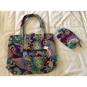 NWT Vera Bradley Tote + Cosmetic Bag - Heather